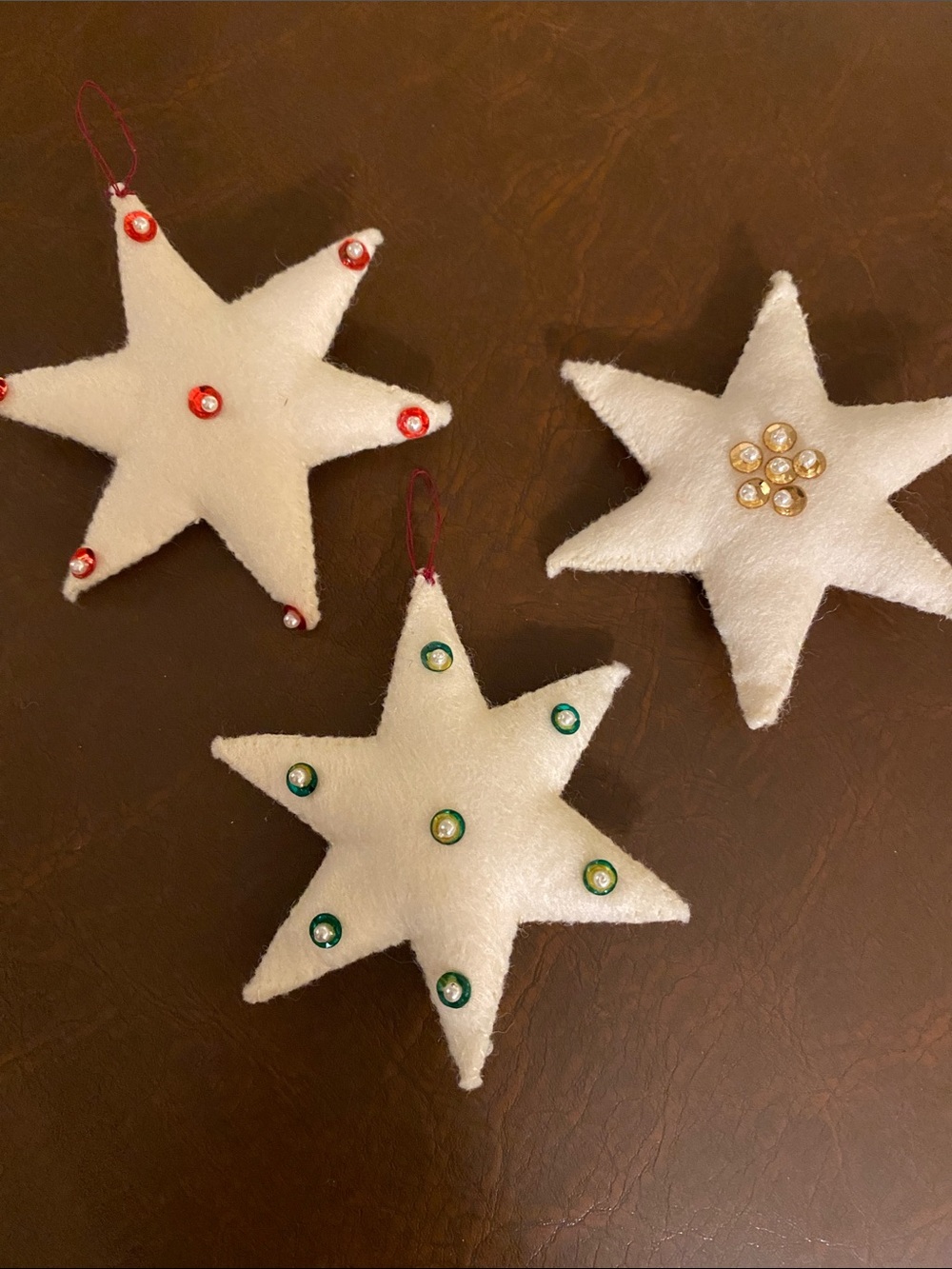 22 Handmade Felt & Needlepoint Christmas Ornaments • Crochet Snowflakes • 1971 - Picture 17 of 17